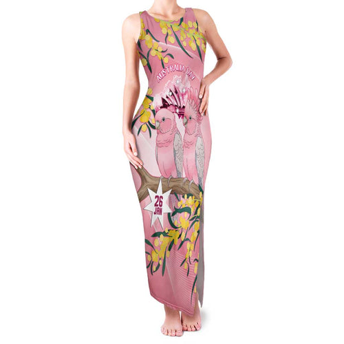 Personalised Galah Australia Day Family Matching Tank Maxi Dress and Hawaiian Shirt 26th January Golden Wattle Pink Color - Aussie Hoodie