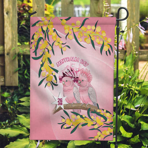 Galah Australia Day Garden Flag 26th January Golden Wattle Pink Color - Aussie Hoodie