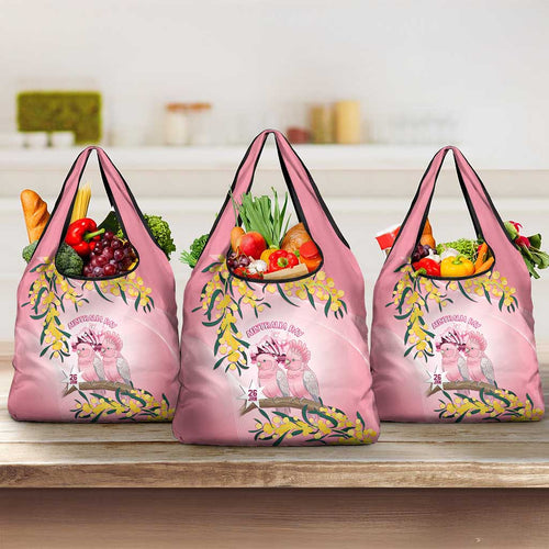 Galah Australia Day Grocery Bag 26th January Golden Wattle Pink Color - Aussie Hoodie
