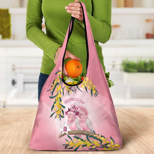 Galah Australia Day Grocery Bag 26th January Golden Wattle Pink Color - Aussie Hoodie