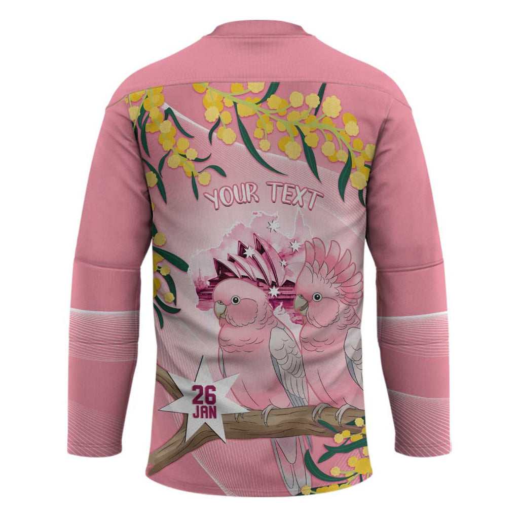 Personalised Galah Australia Day Hockey Jersey 26th January Golden Wattle Pink Color - Aussie Hoodie