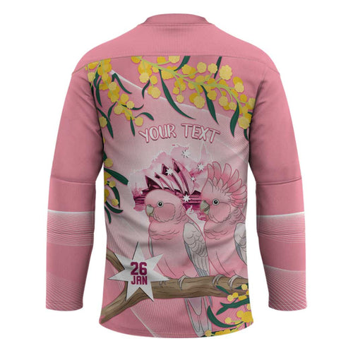 Personalised Galah Australia Day Hockey Jersey 26th January Golden Wattle Pink Color - Aussie Hoodie