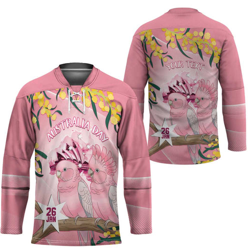 Personalised Galah Australia Day Hockey Jersey 26th January Golden Wattle Pink Color - Aussie Hoodie