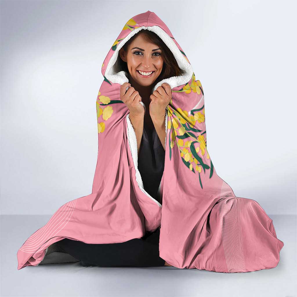 Galah Australia Day Hooded Blanket 26th January Golden Wattle Pink Color - Aussie Hoodie