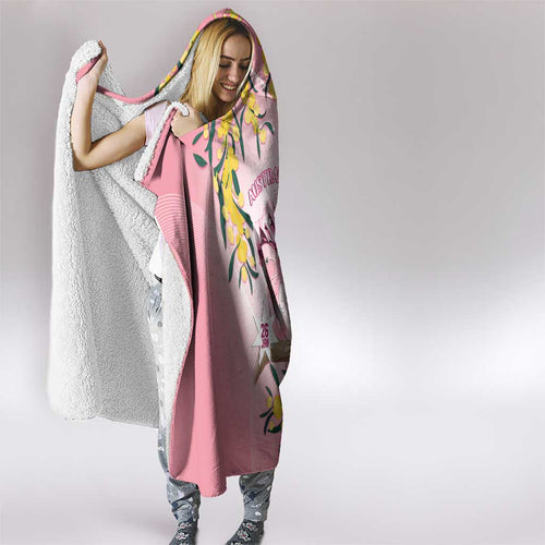 Galah Australia Day Hooded Blanket 26th January Golden Wattle Pink Color - Aussie Hoodie