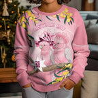 Personalised Galah Australia Day Kid Ugly Christmas Sweater 26th January Golden Wattle Pink Color - Aussie Hoodie