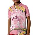 Personalised Galah Australia Day Kid Polo Shirt 26th January Golden Wattle Pink Color - Aussie Hoodie