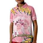 Personalised Galah Australia Day Kid Polo Shirt 26th January Golden Wattle Pink Color - Aussie Hoodie