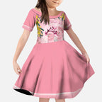 Personalised Galah Australia Day Kid Short Sleeve Dress 26th January Golden Wattle Pink Color - Aussie Hoodie