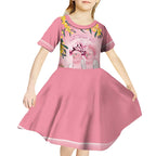 Personalised Galah Australia Day Kid Short Sleeve Dress 26th January Golden Wattle Pink Color - Aussie Hoodie