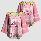 Personalised Galah Australia Day Kimono Sleeve Blouse 26th January Golden Wattle Pink Color - Aussie Hoodie