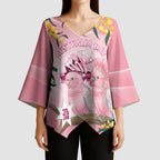 Personalised Galah Australia Day Kimono Sleeve Blouse 26th January Golden Wattle Pink Color - Aussie Hoodie