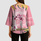 Personalised Galah Australia Day Kimono Sleeve Blouse 26th January Golden Wattle Pink Color - Aussie Hoodie