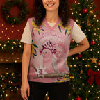 Personalised Galah Australia Day Christmas Knitted V-Neck Vest 26th January Golden Wattle Pink Color - Aussie Hoodie