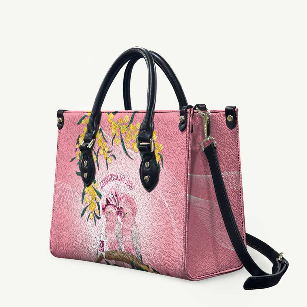Galah Australia Day Leather Bag 26th January Golden Wattle Pink Color - Aussie Hoodie