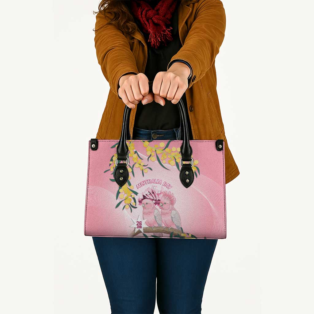 Galah Australia Day Leather Bag 26th January Golden Wattle Pink Color - Aussie Hoodie