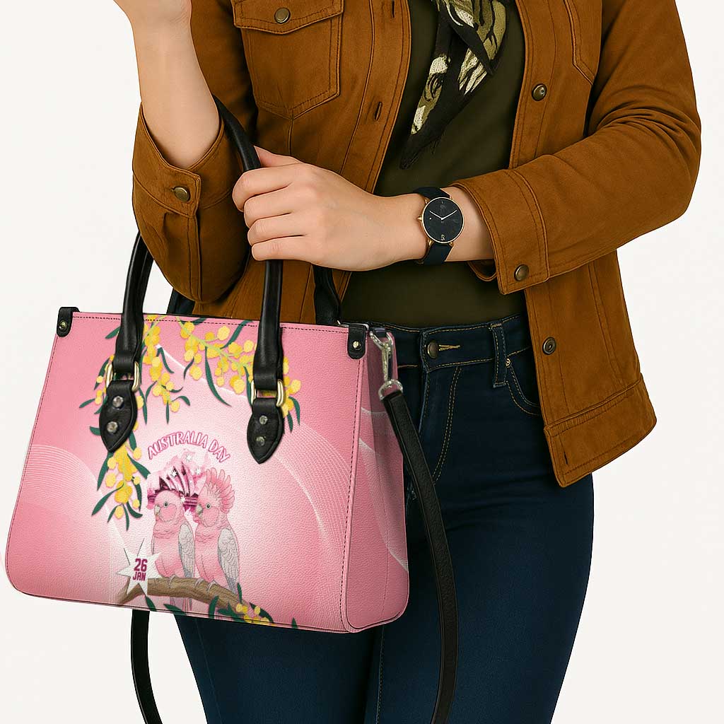 Galah Australia Day Leather Bag 26th January Golden Wattle Pink Color - Aussie Hoodie