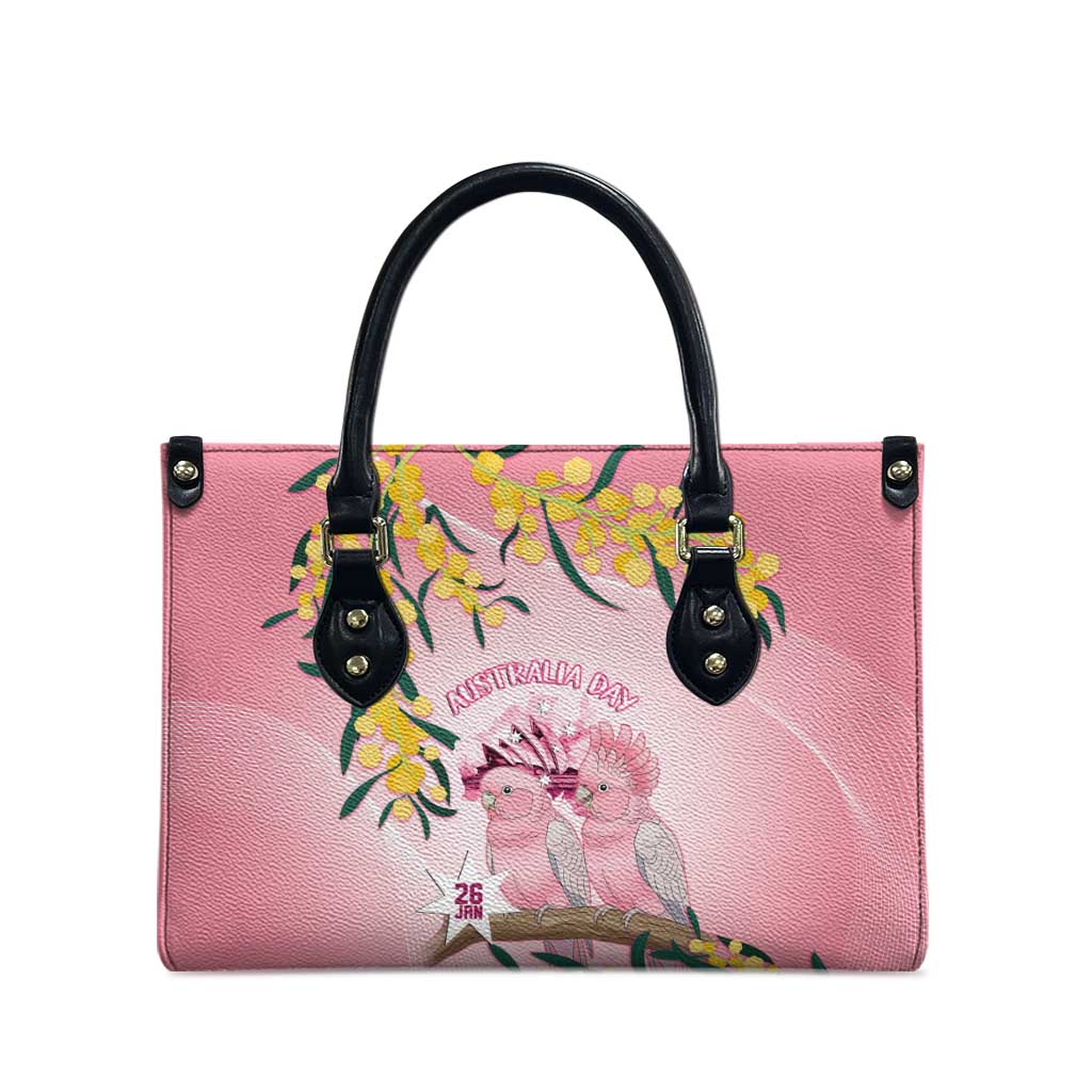 Galah Australia Day Leather Bag 26th January Golden Wattle Pink Color - Aussie Hoodie
