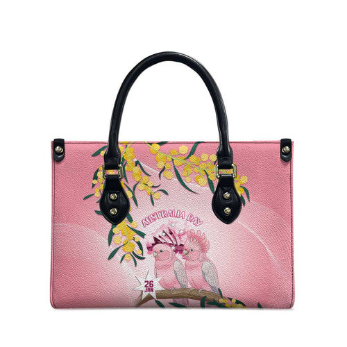 Galah Australia Day Leather Bag 26th January Golden Wattle Pink Color - Aussie Hoodie