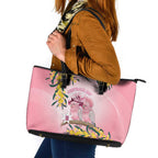 Galah Australia Day Leather Tote Bag 26th January Golden Wattle Pink Color - Aussie Hoodie