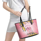 Galah Australia Day Leather Tote Bag 26th January Golden Wattle Pink Color - Aussie Hoodie