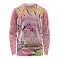 Personalised Galah Australia Day Long Sleeve Shirt 26th January Golden Wattle Pink Color - Aussie Hoodie
