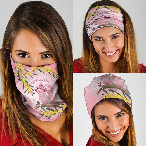 Galah Australia Day Neck Gaiter 26th January Golden Wattle Pink Color - Aussie Hoodie