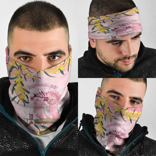 Galah Australia Day Neck Gaiter 26th January Golden Wattle Pink Color - Aussie Hoodie