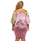 Personalised Galah Australia Day Off Shoulder Short Dress 26th January Golden Wattle Pink Color - Aussie Hoodie