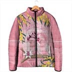 Personalised Galah Australia Day Padded Jacket 26th January Golden Wattle Pink Color - Aussie Hoodie
