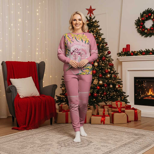 Personalised Galah Australia Day Christmas Pajama Set 26th January Golden Wattle Pink Color - Aussie Hoodie