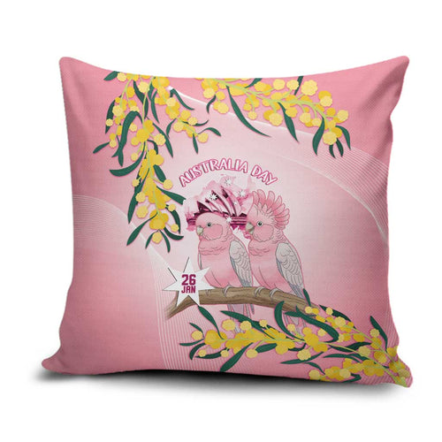 Galah Australia Day Pillow Cover 26th January Golden Wattle Pink Color - Aussie Hoodie