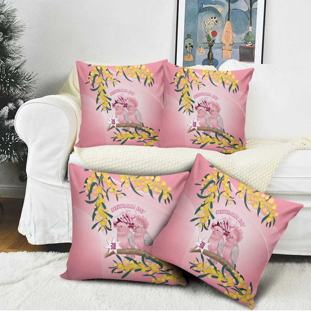 Galah Australia Day Pillow Cover 26th January Golden Wattle Pink Color - Aussie Hoodie