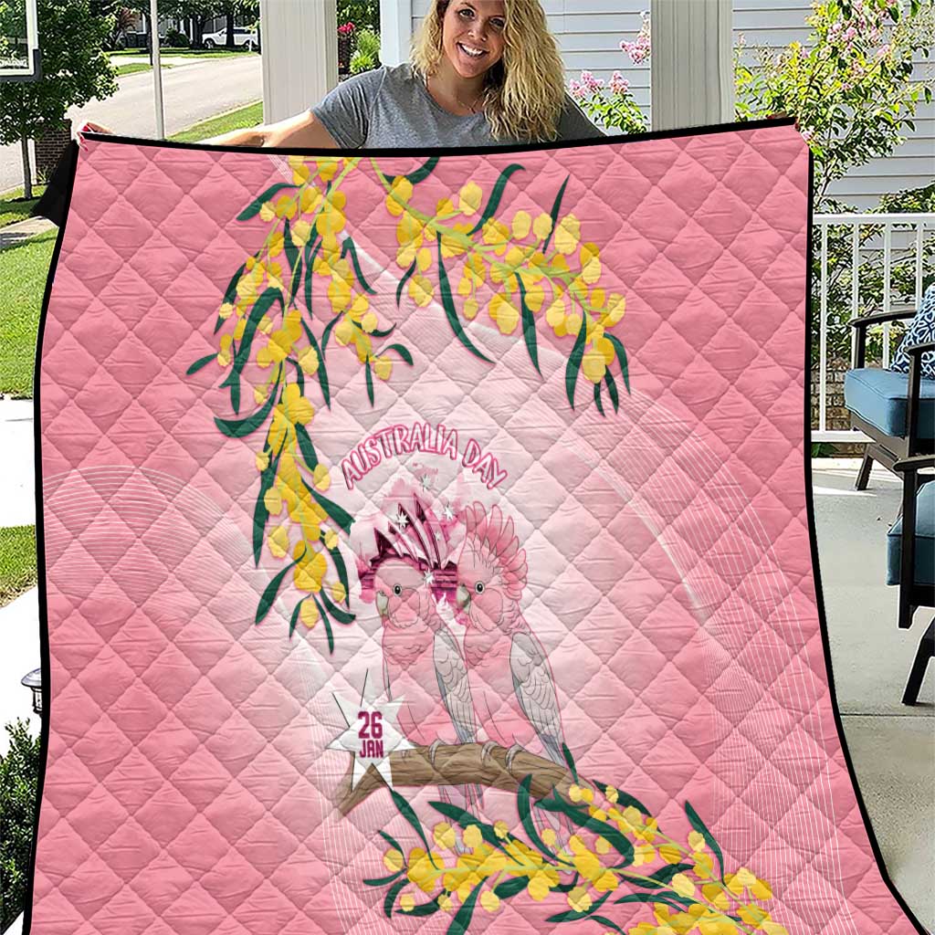 Galah Australia Day Quilt 26th January Golden Wattle Pink Color - Aussie Hoodie