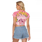 Personalised Galah Australia Day Raglan Cropped T Shirt 26th January Golden Wattle Pink Color - Aussie Hoodie
