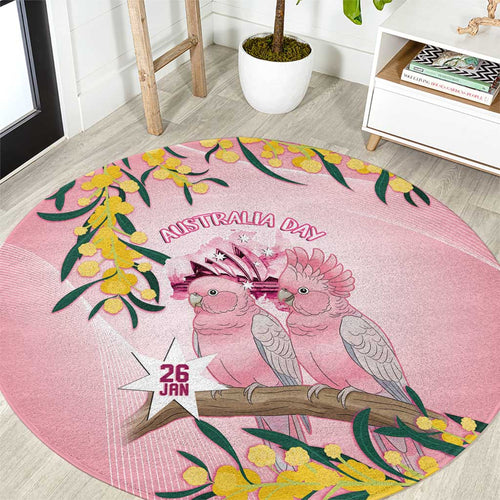 Galah Australia Day Round Carpet 26th January Golden Wattle Pink Color - Aussie Hoodie
