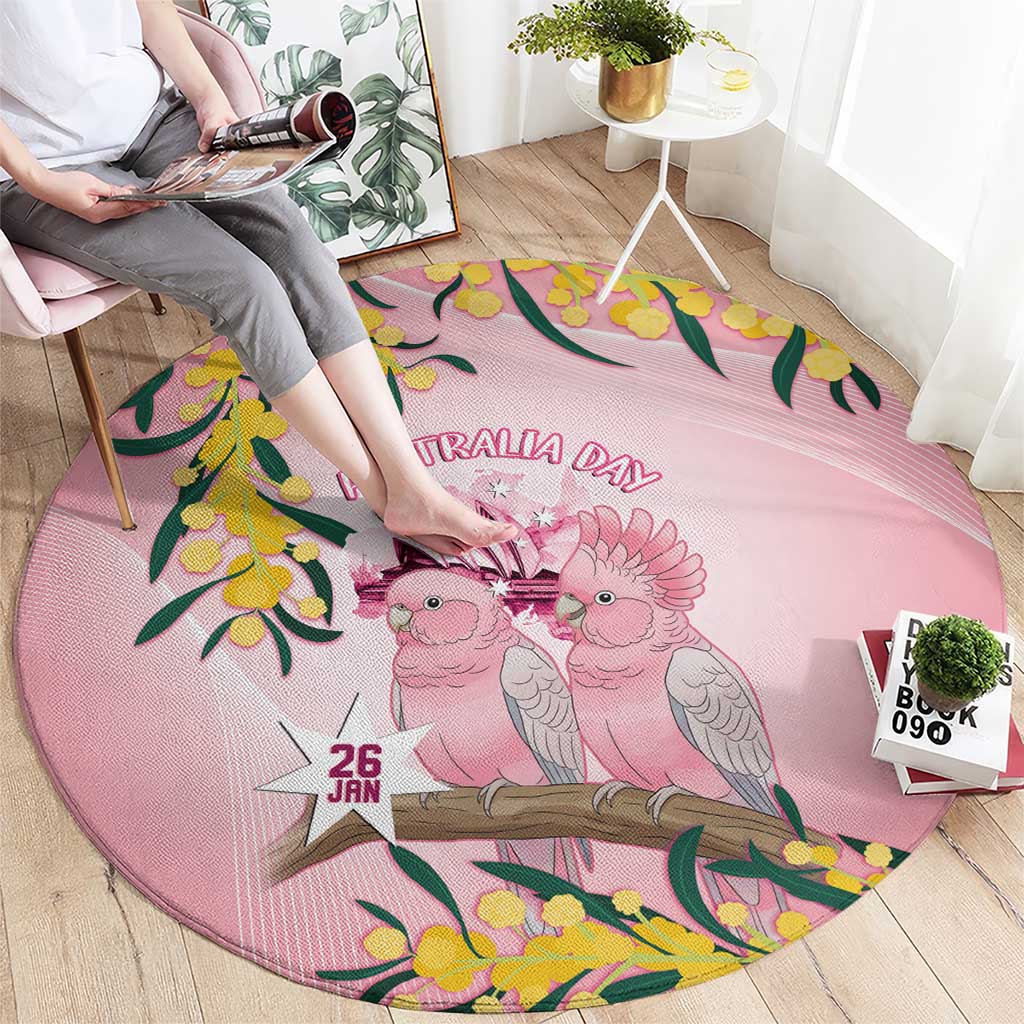 Galah Australia Day Round Carpet 26th January Golden Wattle Pink Color - Aussie Hoodie