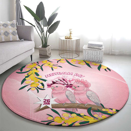Galah Australia Day Round Carpet 26th January Golden Wattle Pink Color - Aussie Hoodie