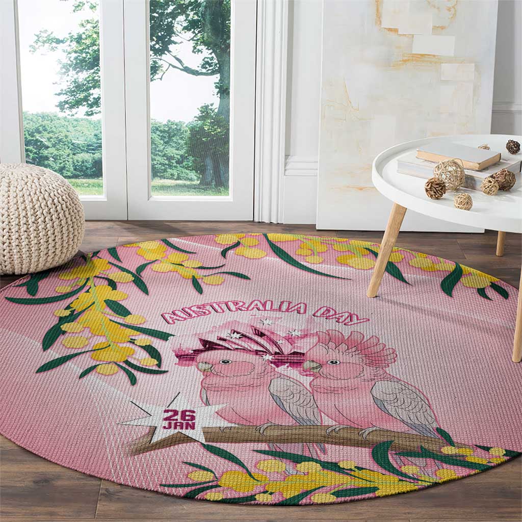 Galah Australia Day Round Carpet 26th January Golden Wattle Pink Color - Aussie Hoodie