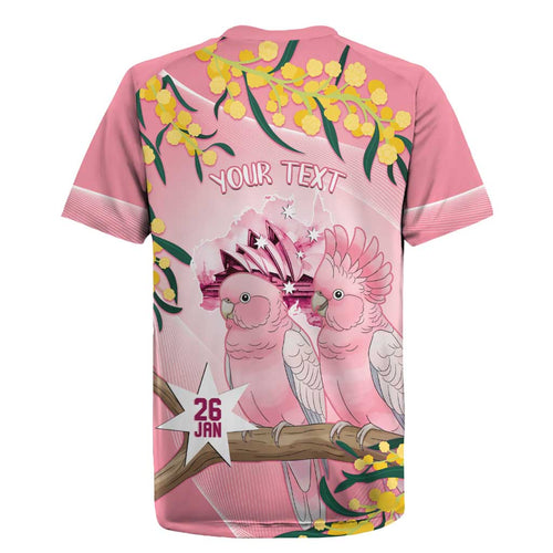 Personalised Galah Australia Day Rugby Jersey 26th January Golden Wattle Pink Color - Aussie Hoodie