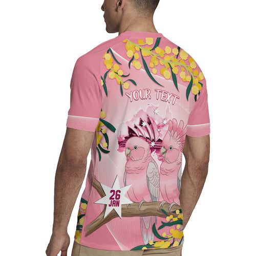 Personalised Galah Australia Day Rugby Jersey 26th January Golden Wattle Pink Color - Aussie Hoodie