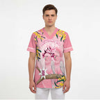 Personalised Galah Australia Day Scrub Top 26th January Golden Wattle Pink Color - Aussie Hoodie