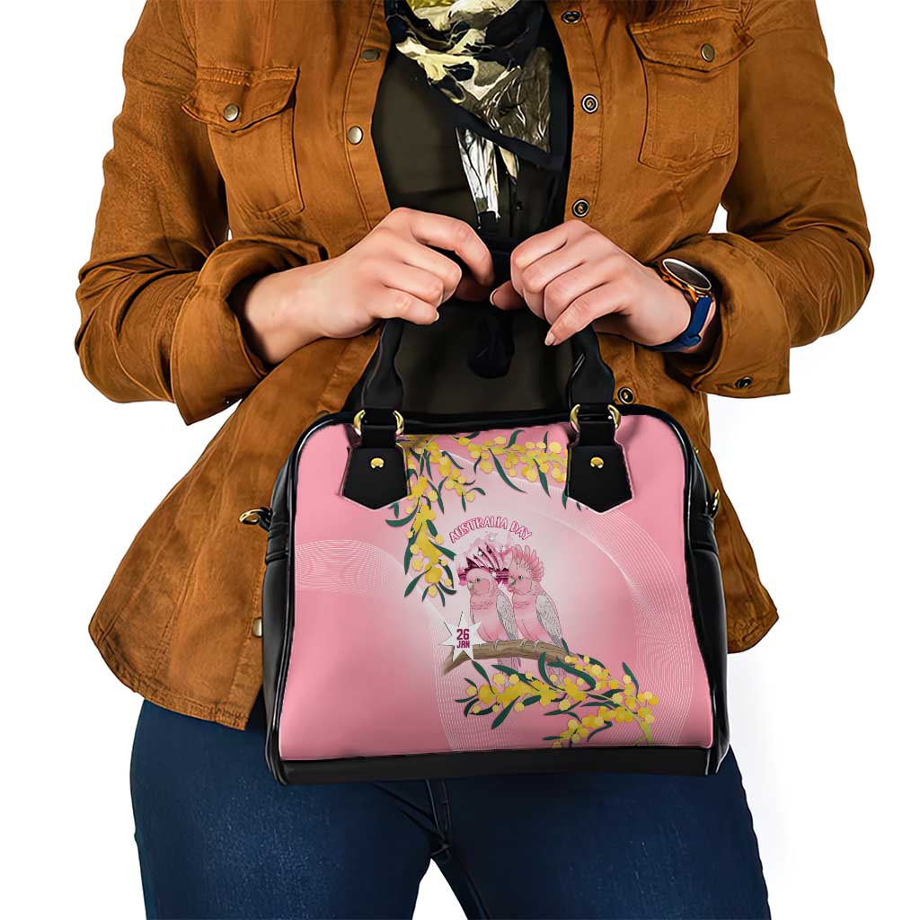 Galah Australia Day Shoulder Handbag 26th January Golden Wattle Pink Color - Aussie Hoodie