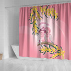 Galah Australia Day Shower Curtain 26th January Golden Wattle Pink Color - Aussie Hoodie