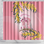 Galah Australia Day Shower Curtain 26th January Golden Wattle Pink Color - Aussie Hoodie