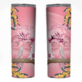 Personalised Galah Australia Day Skinny Tumbler 26th January Golden Wattle Pink Color - Aussie Hoodie