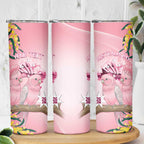 Personalised Galah Australia Day Skinny Tumbler 26th January Golden Wattle Pink Color - Aussie Hoodie