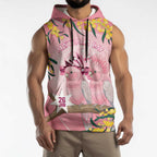 Personalised Galah Australia Day Sleeveless Hoodie 26th January Golden Wattle Pink Color - Aussie Hoodie