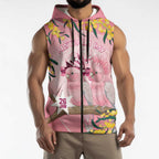 Personalised Galah Australia Day Sleeveless Zip Hoodie 26th January Golden Wattle Pink Color LT14
