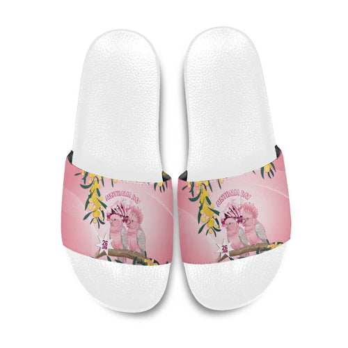 Galah Australia Day Slide Sandals 26th January Golden Wattle Pink Color - Aussie Hoodie